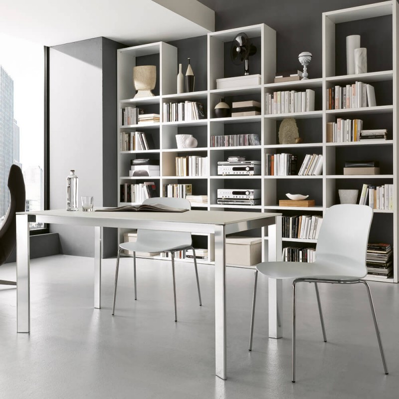 S 72 GERVASONE 124_224 X.ABITAre Table extensible Gervasone art. S72 avec structure en aluminium et plateau au choix 124(224)x80 cm