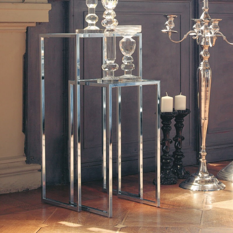 T 111 CORNER X.ABITAre Bis of Corner coffee tables art. T111 with metal structure and glass top