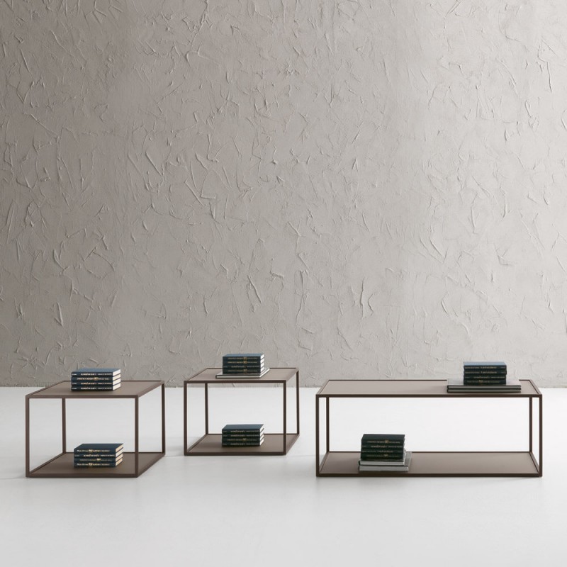 T 112 SQUARE X.ABITare Table basse carrée art. T112 avec structure métallique et plateau au choix