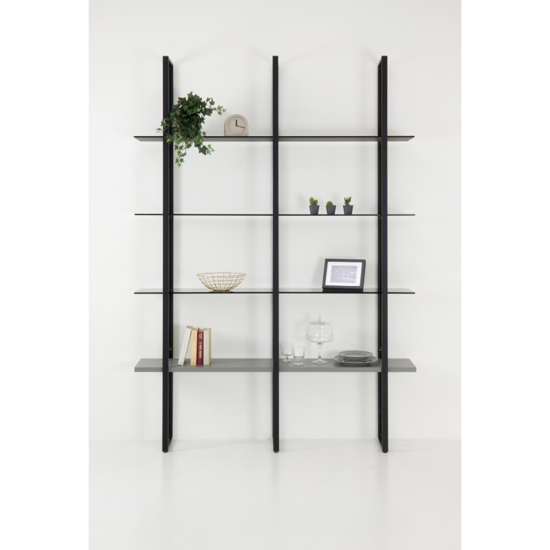 DL 2022 LOOK Comp5 X.ABITAre Libreria a parete Look art. DL2022 con struttura in alluminio da 140 cm - Composizione 5