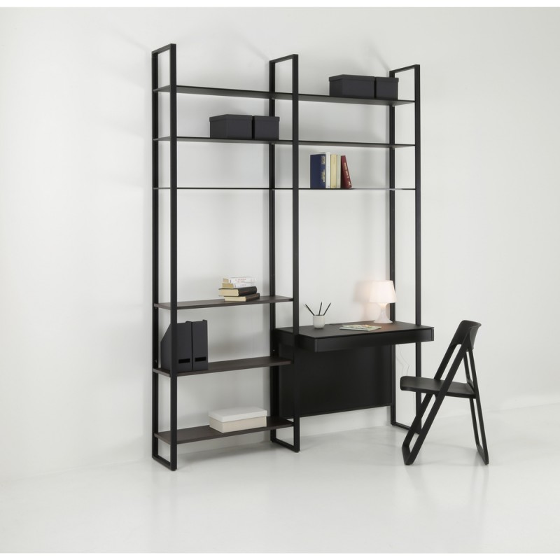 DL 2022 LOOK Comp7 X.ABITAre Libreria a parete Look art. DL2022 con struttura in alluminio da 163 cm - Composizione 7