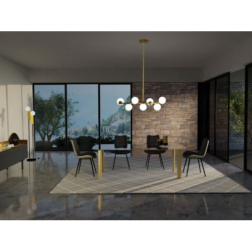 X.ABITare Gordon table fixe art. S77 avec structure en aluminium et plateau en verre 240x110 cm - Forme tonneau