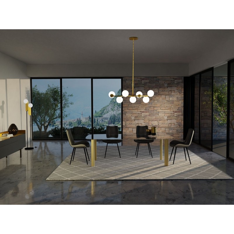  X.ABITare Gordon mesa fija art. S77 con estructura de aluminio y tapa de cristal de 240x110 cms - Forma barril
