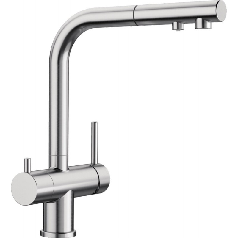 1525199 Blanco FONTAS-S II 1525199 3-way double-control mixer with pull-out shower, stainless steel finish