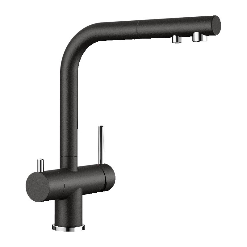1526158 Blanco 3-way double-handle mixer with pull-out shower FONTAS-S II 1526158 black finish