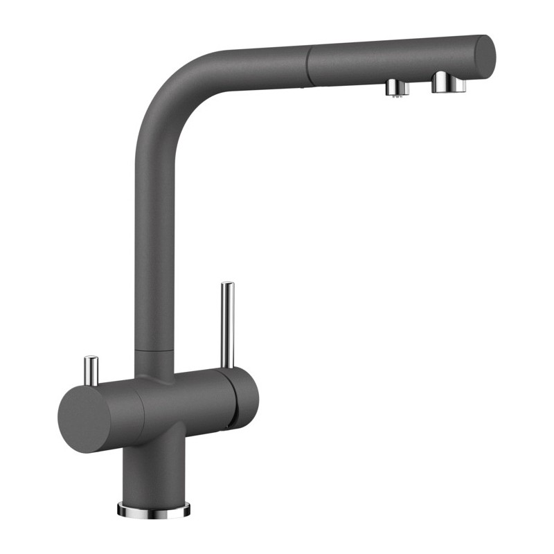 1525207 Blanco | FONTAS-S II 1525207 3-way double-control mixer with pull-out shower, rock grey finish
