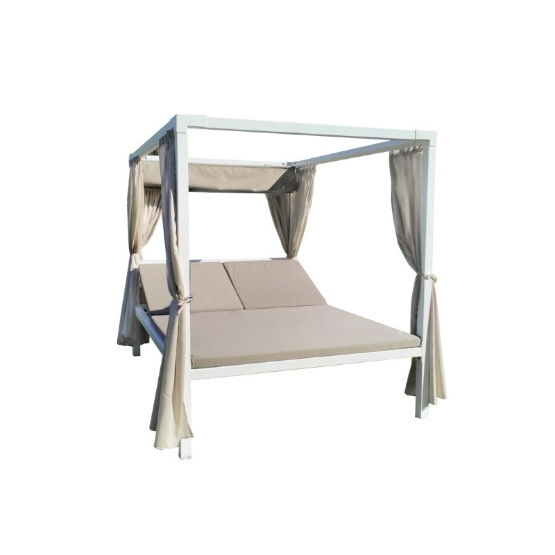 AC1KU30003 Lit à baldaquin RD Italia VICTOR avec structure en aluminium 206x172 cm - Avec 2 dossiers inclinables