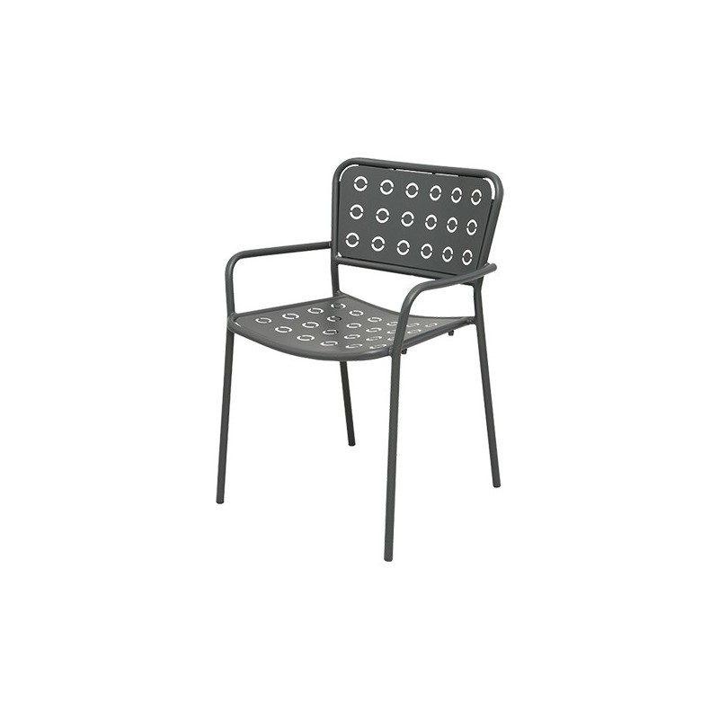 SE1PP200 RD Italia POP 2 stackable chair with steel structure and seat - With armrests