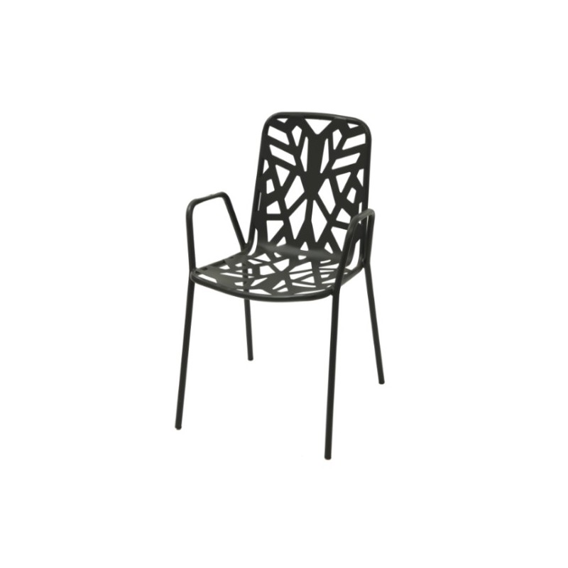 SE1FN200 RD Italia FANCY LEAF 2 stackable chair with steel structure and seat - With armrests