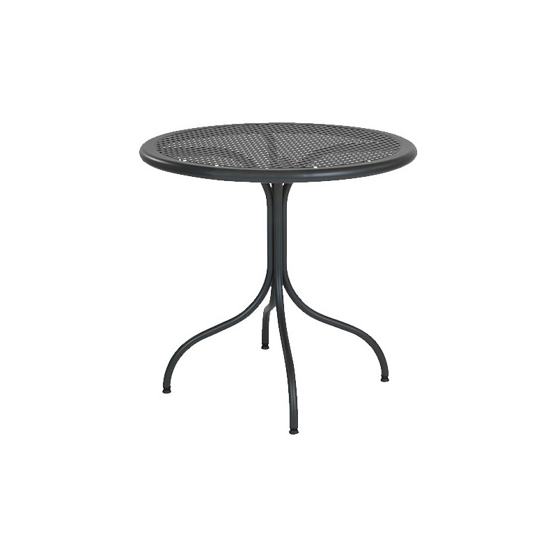 TA1BS000 RD Italia Tavolo rotondo fisso smontabile BISTROT LISCIO con struttura e piano in acciaio da Ø80 cm