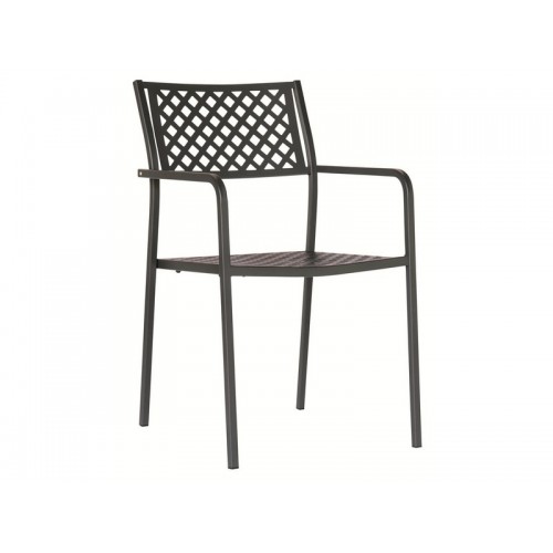 Fauteuil empilable LOLA RD Italia avec structure et assise en acier - Avec accoudoirs