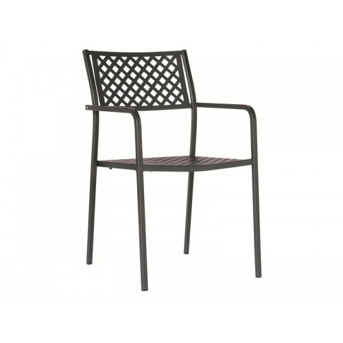 RD Italia LOLA stackable armchair with steel structure and seat - With armrests