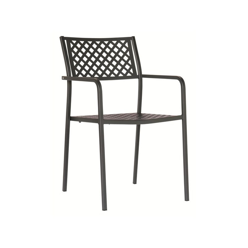  Sillón apilable RD Italia LOLA con estructura y asiento de acero - Con reposabrazos