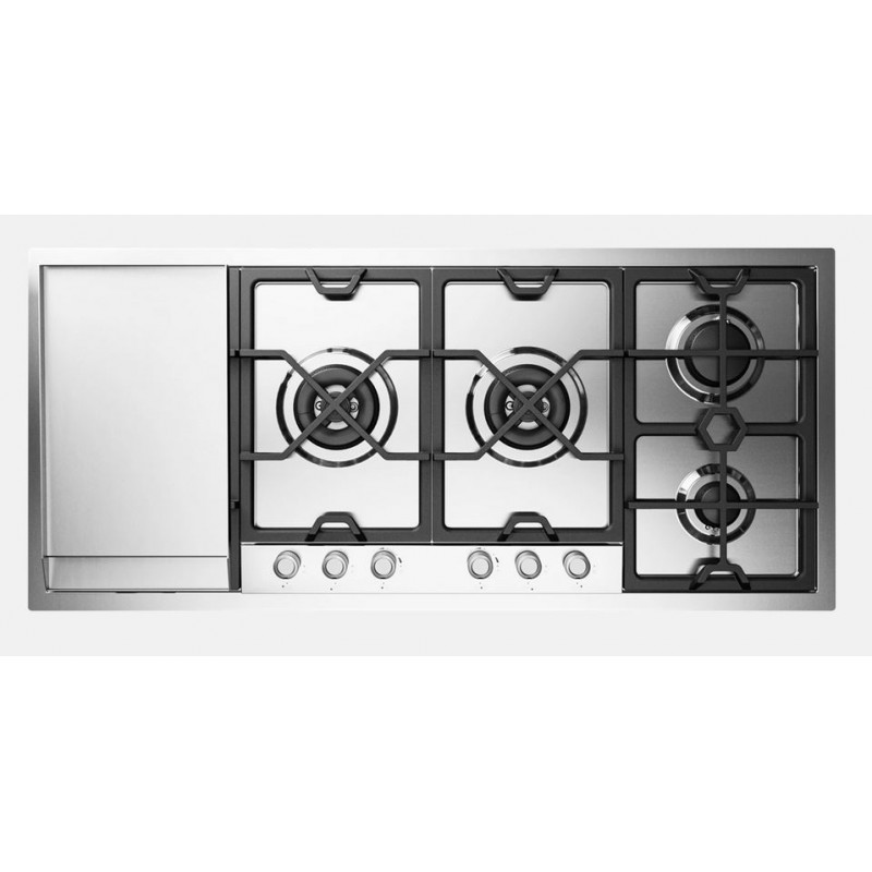 HCPMT125FDD Ilve Panoramagic HCPMT125FDD flush-mount gas hob in stainless steel 118 cm - With fry top