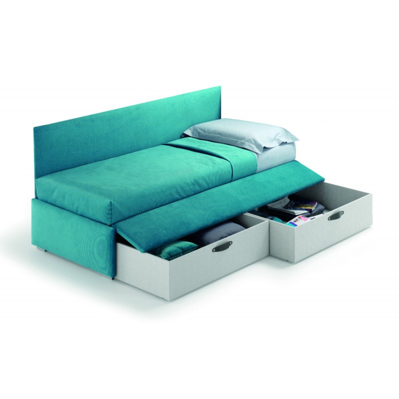 TWIC1059 Samoa TWICE CENTRAL single bed padded with 86 cm H. base