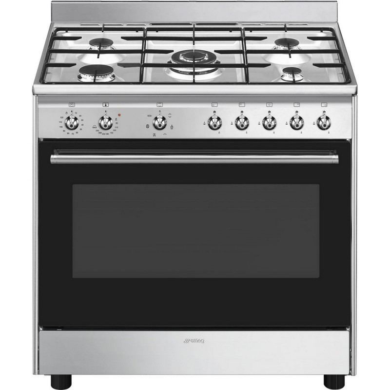 CX90GM Smeg CX90GM kitchen with fan oven and 90x60 cm stainless steel finish gas hob