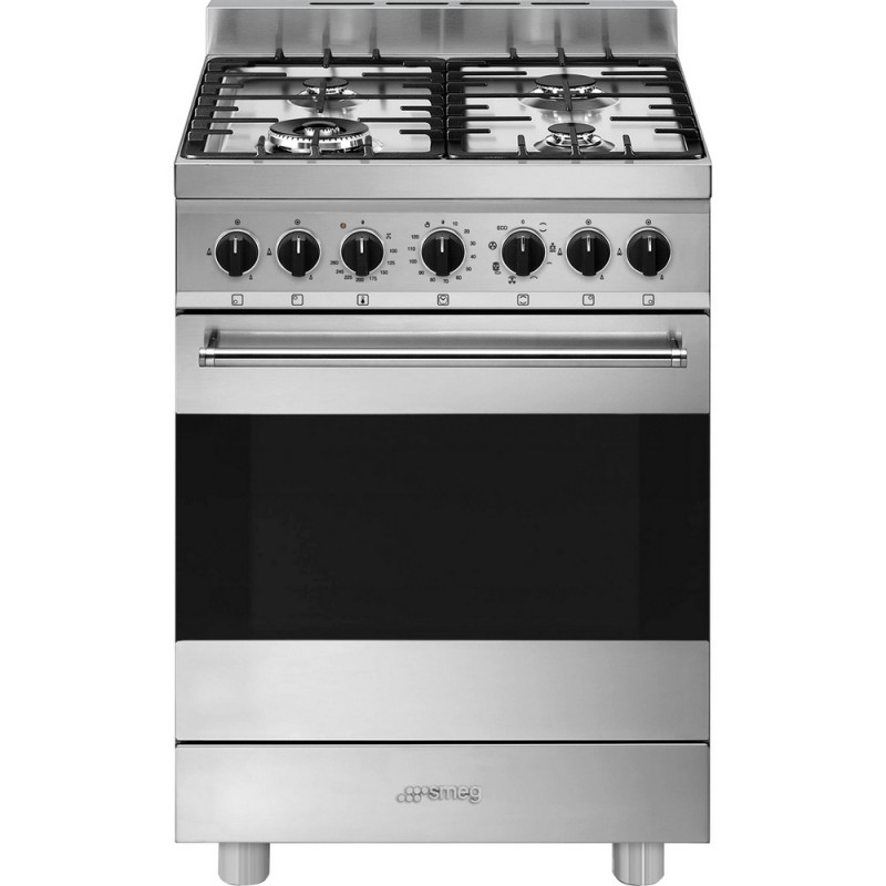 B61GMX2 Smeg Cucina B61GMX2 with fan assisted oven and 60x60 cm stainless steel finish gas hob