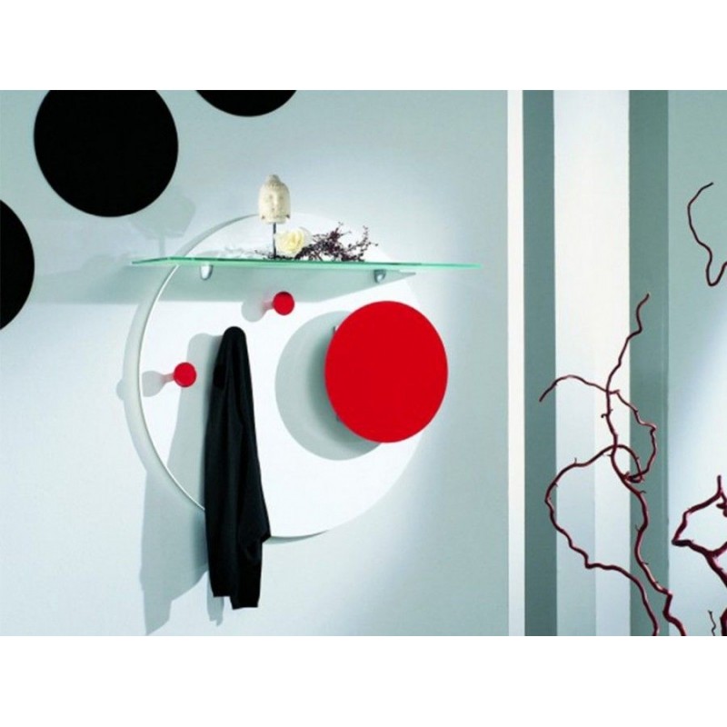 M03-Rosso #SA Maconi M03 coat hanger composition with mirror in red details finish Moonlight Series