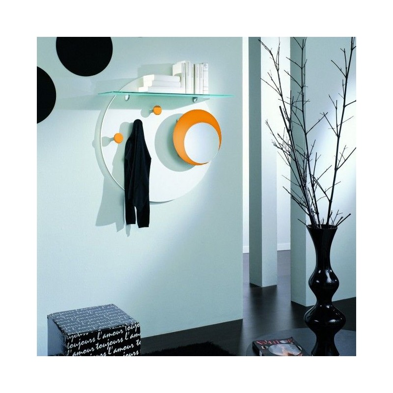 M04-Arancio #SA Maconi M04 clothes hanger composition with Moonlight Series mirror