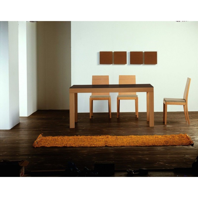 Flat Rettangolare-Rovere Chiaro/Vetro #SA Table extensible rectangulaire Santarossa Flat finition chêne clair et verre café