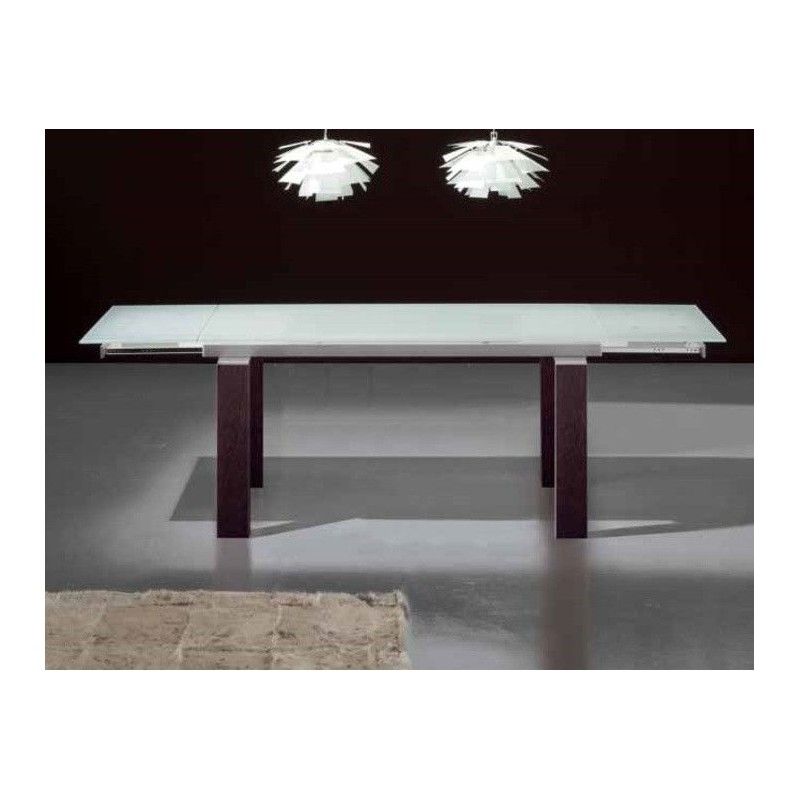 Roon Rettangolare #SA Mesa extensible rectangular Santarossa Roon acabado roble claro y cristal satinado