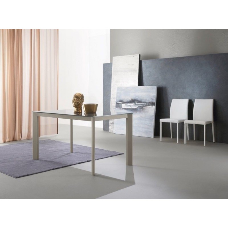 T1167 #SA Table extensible Zamagna Briefing T1167 avec plateau en céramique blanc pierre 160x90 cm