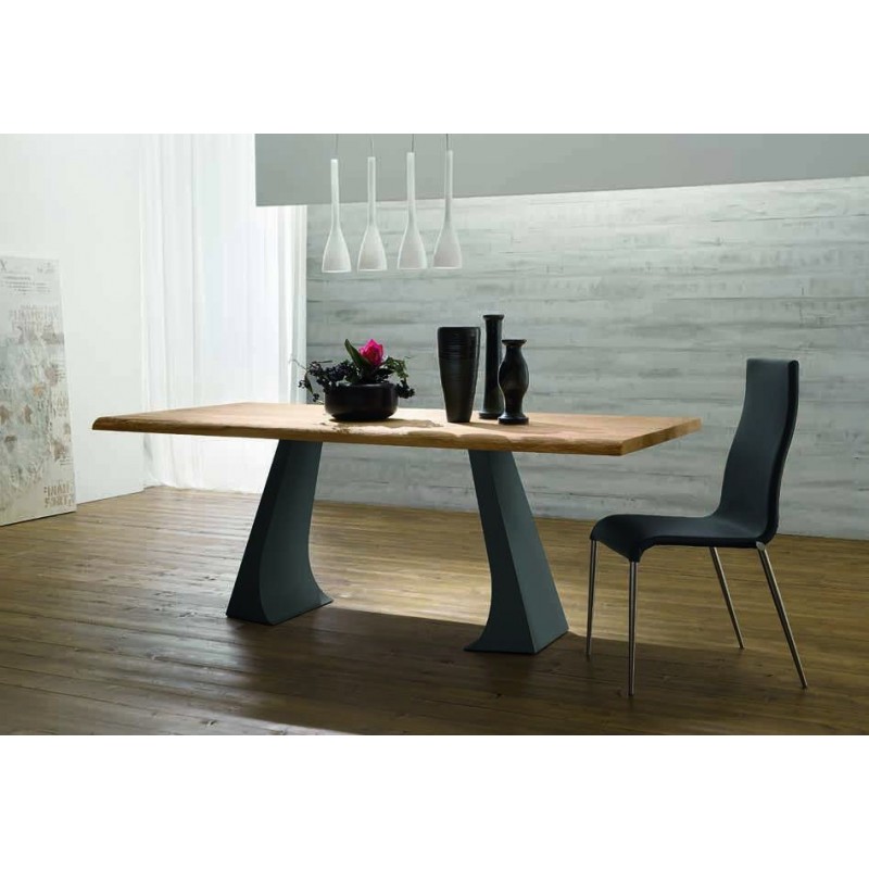 T1158 #SA Zamagna Jump T1158 fixed table with white metal structure and white rustic oak melamine top 180x90 cm