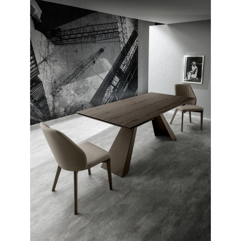 T1178 #SA PRONTA CONSEGNA - Zamagna Tavolo fisso Slide T1178 con struttura in metallo antracite e piano in ceramica bianco pietra da 180x90 cm