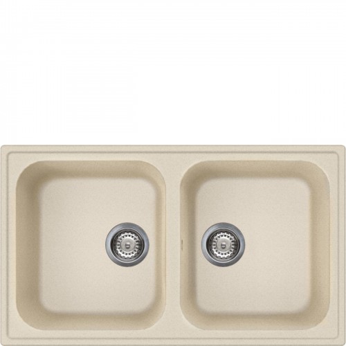 Évier double bac Smeg LZ862AV2 de 86 cm, finition avoine