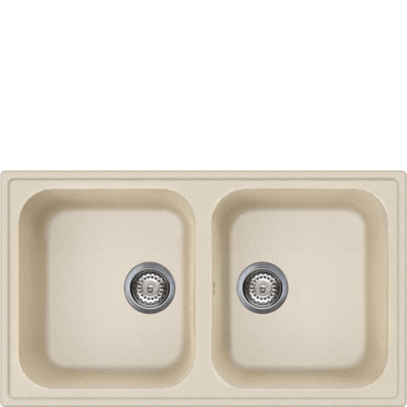  Évier double bac Smeg LZ862AV2 de 86 cm, finition avoine