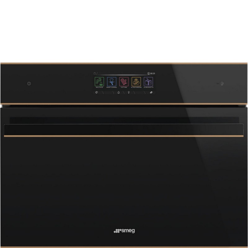 SO4606WAPNR Four combiné vapeur et micro-ondes Smeg S Compact Galileo Omnichef SO4606WAPNR 60 cm finition verre noir et cuivre