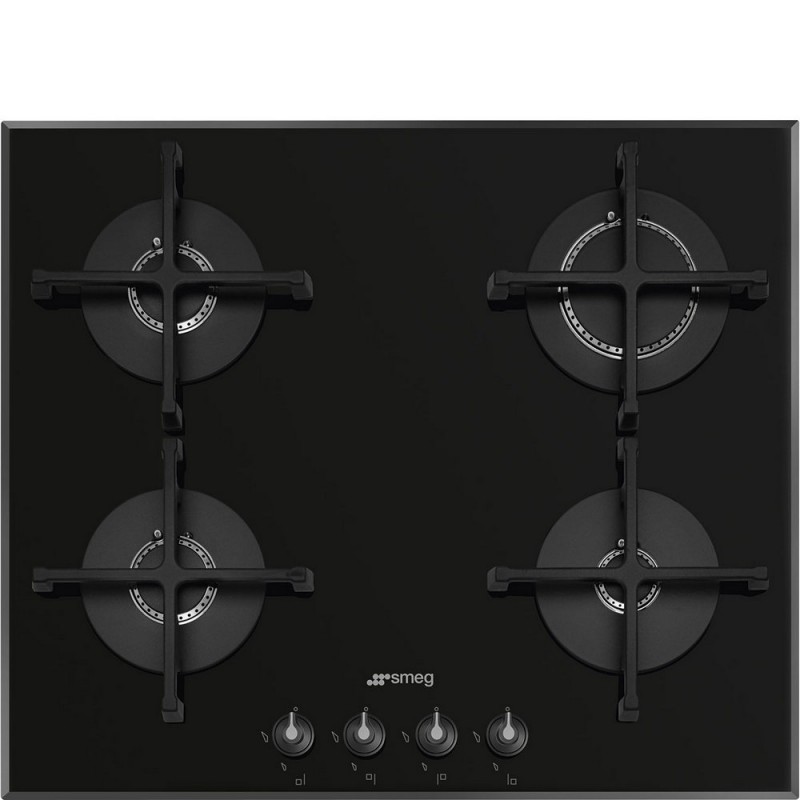 PV164B3 Table de cuisson à gaz Smeg S PV164B3 en verre noir, 60 cm