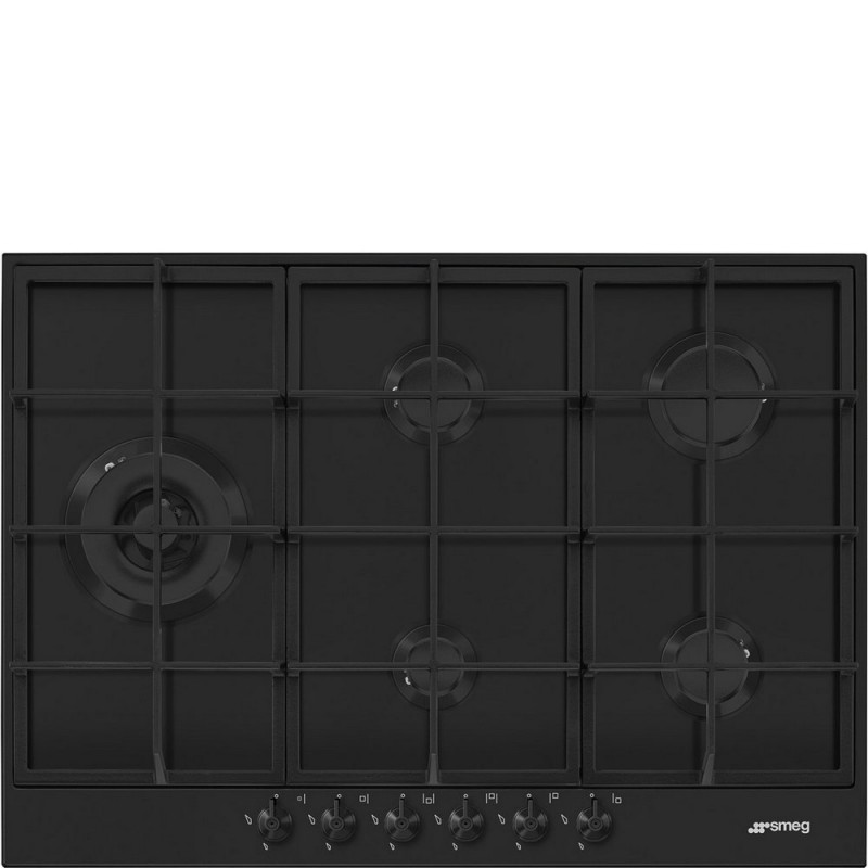 PX375LMB Table de cuisson gaz Smeg S PX375LMB 72,5 cm finition inox noir mat