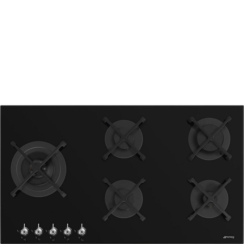 PV395LN Table de cuisson à gaz Smeg S PV395LN en verre noir, 90 cm
