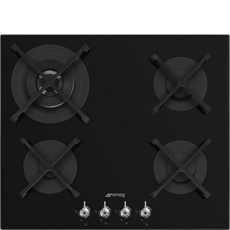 PV364N Table de cuisson à gaz Smeg S PV364N en verre noir, 60 cm