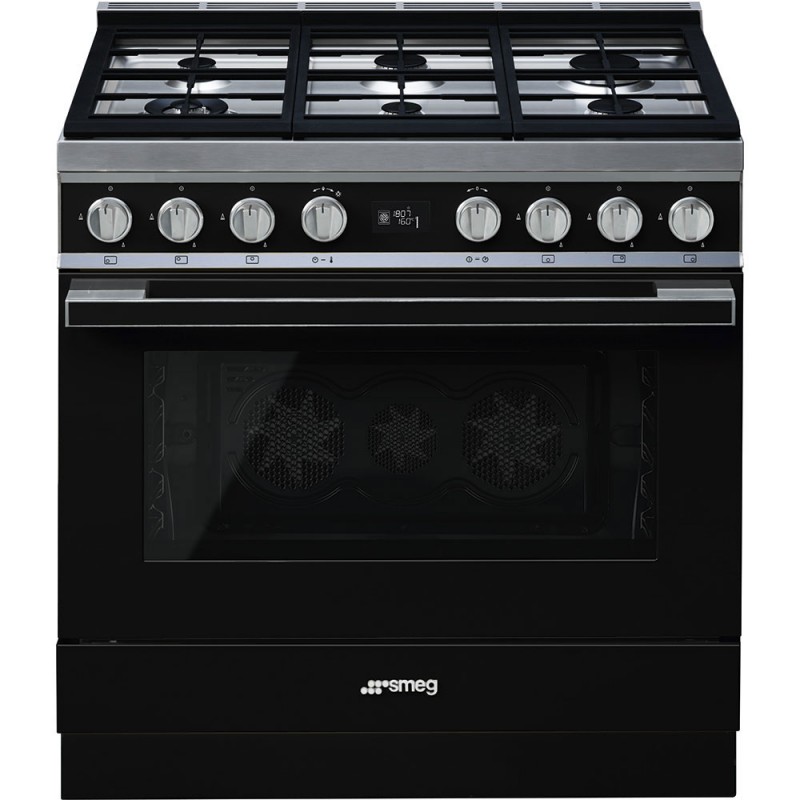 CPF9GPBL Smeg S Cucina CPF9GPBL con forno pirolitico termoventilato e piano cottura gas finitura nero da 90x60 cm - PROMOZIONE ATTIVA FINO AL 10/09