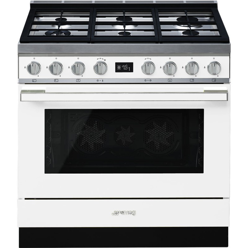 CPF9GPWH Smeg S Cucina CPF9GPWH with pyrolytic fan oven and 90x60 cm white finish gas hob