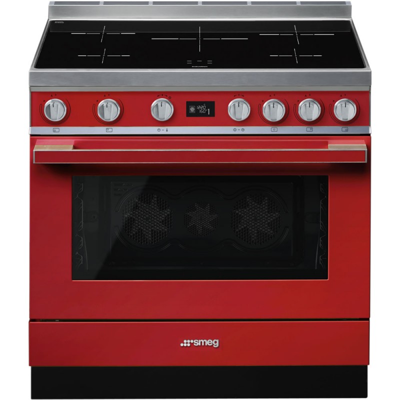 CPF9IPR Cuisine Smeg S CPF9IPR avec four pyrolytique thermoventilé et plaque à induction finition rouge 90x60 cm