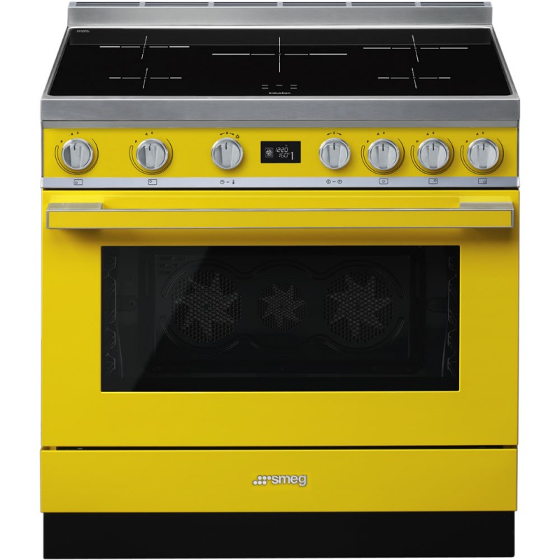 CPF9IPYW Cuisine Smeg S CPF9IPYW avec four pyrolytique thermoventilé et plaque à induction finition jaune 90x60 cm