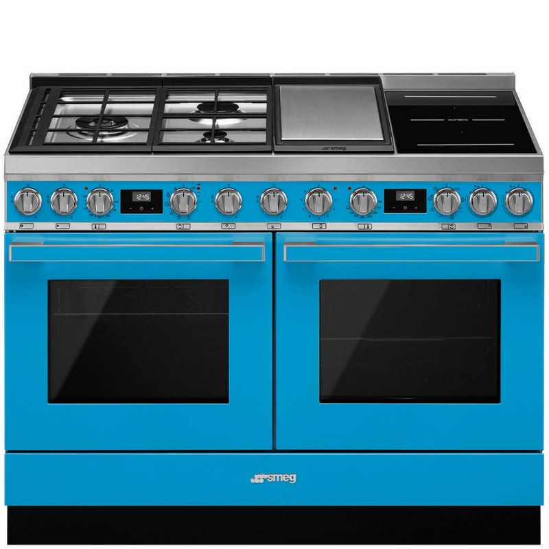 CPF120IGMPT Smeg S Cuisine CPF120IGMPT avec four double chaleur et plaque mixte finition turquoise 120x90 cm