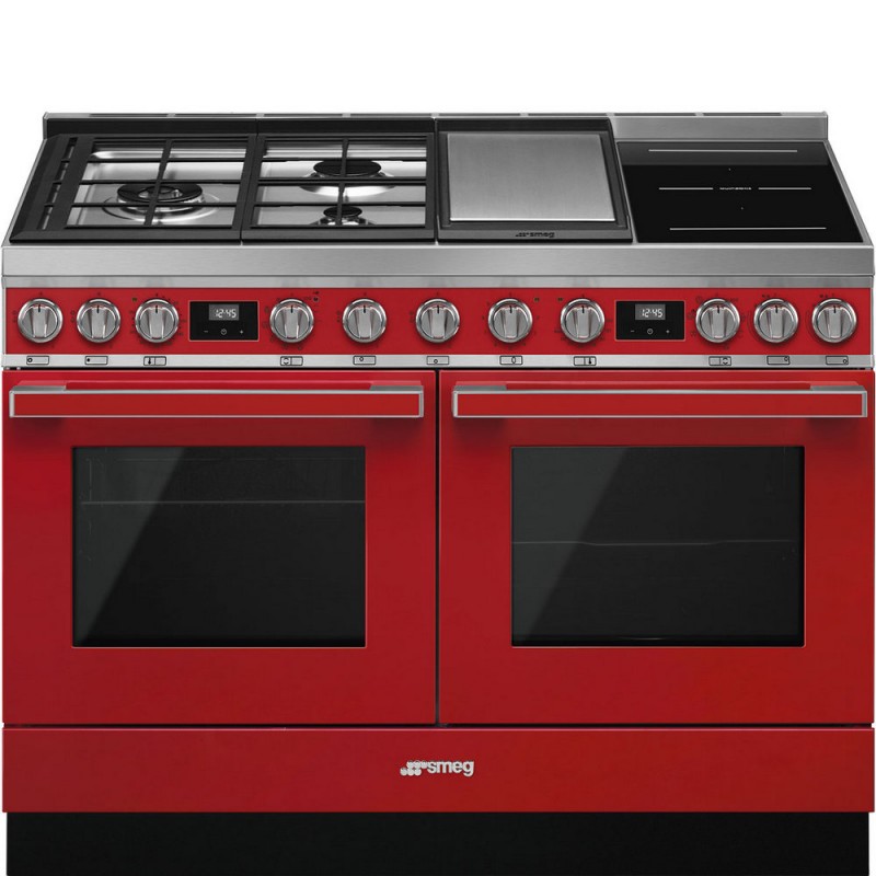 CPF120IGMPR Smeg Kitchen CPF120IGMPR with double fan oven and mixed hob, 120x90 cm red finish