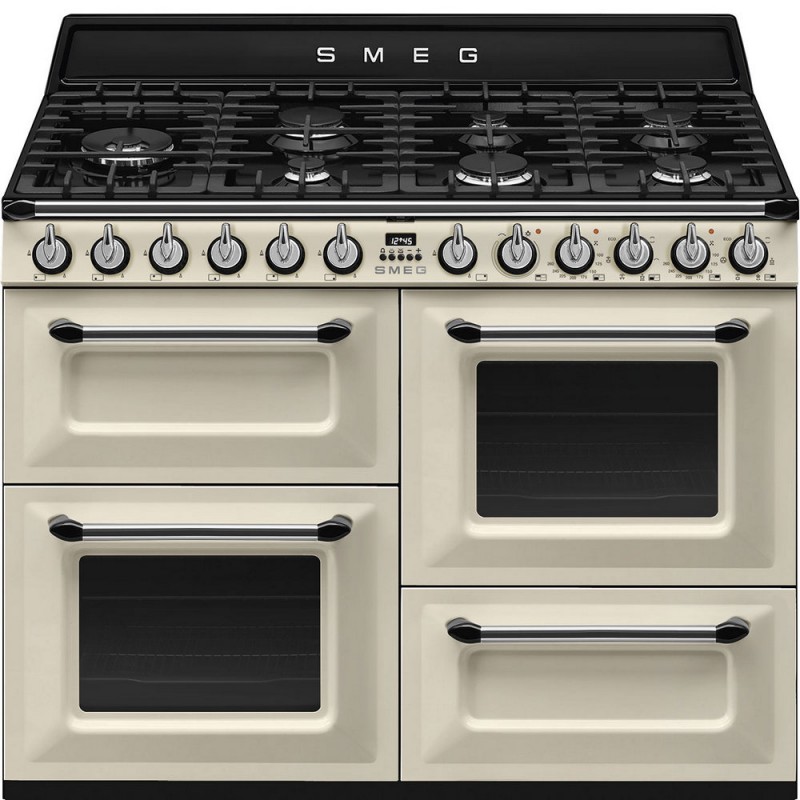 TR4110P1 Cuisine Smeg S TR4110P1 avec trois fours et plaque de cuisson à gaz finition crème 110x60 cm