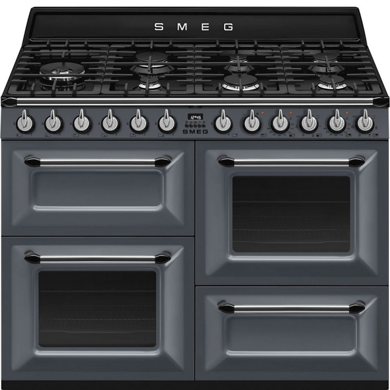 TR4110GR Cuisine Smeg S TR4110GR avec trois fours et table de cuisson à gaz finition Gris Ardoise 110x60 cm