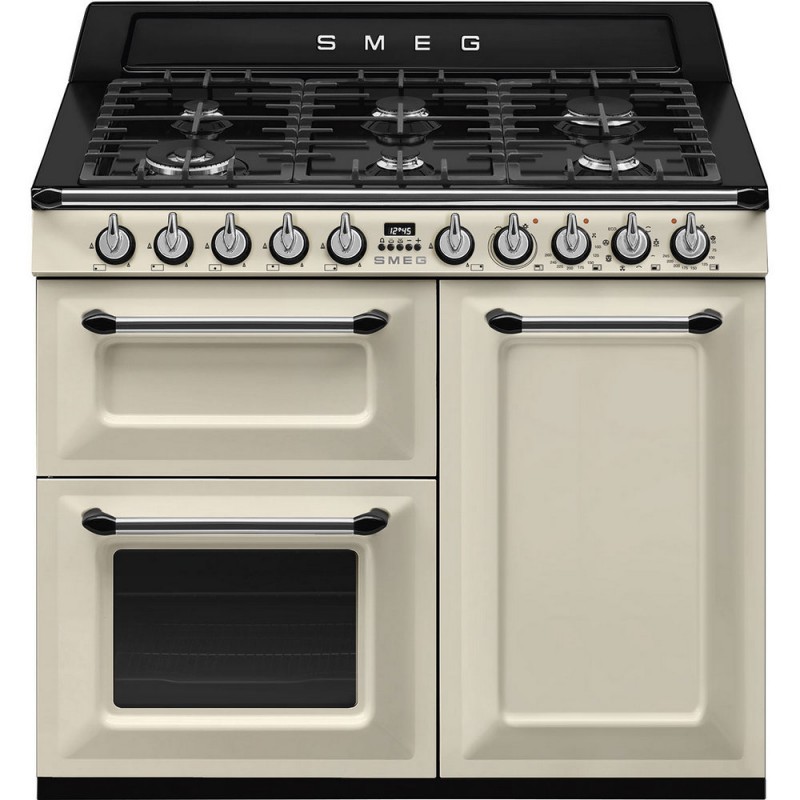 TR103P Cuisine Smeg S TR103P avec trois fours et table de cuisson à gaz finition crème 100x60 cm