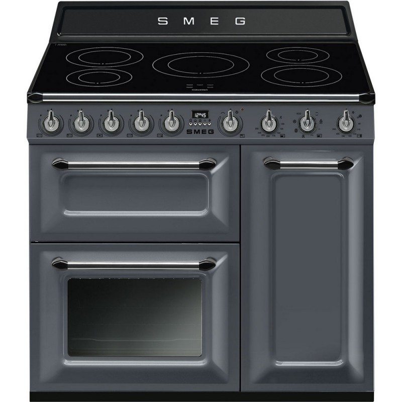TR93IGR2 Cocina Smeg S TR93IGR2 con tres hornos y placa de inducción 90x60 cm acabado Gris Pizarra