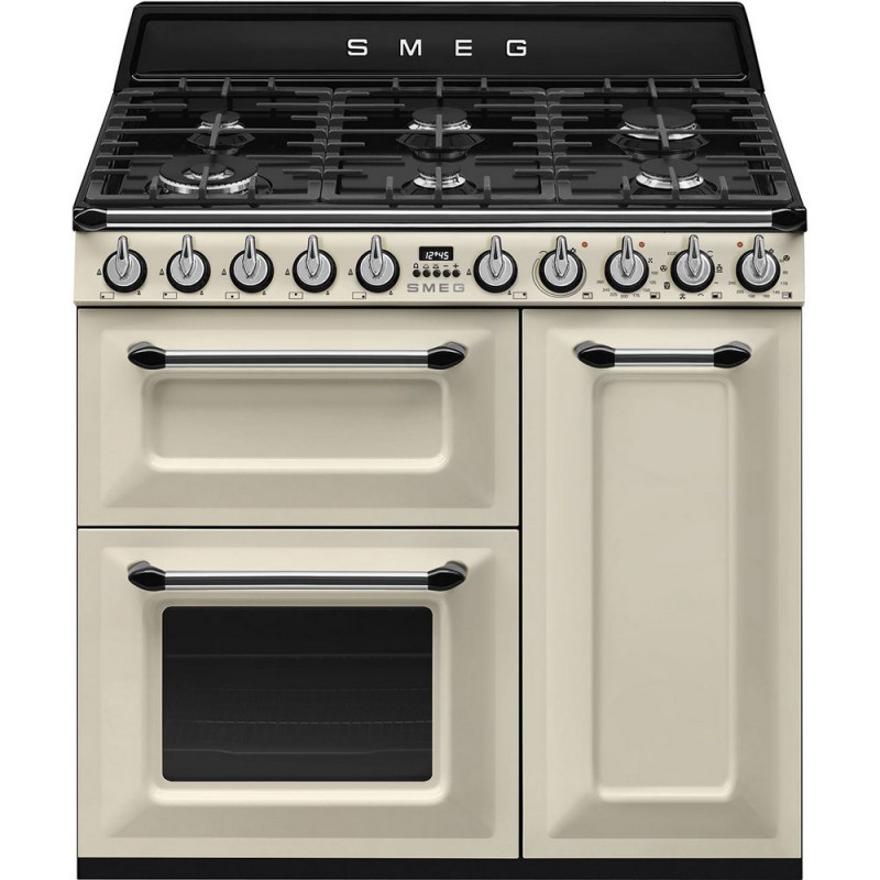 TR93P Cuisine Smeg S TR93P avec trois fours et table de cuisson à gaz finition crème 90x60 cm