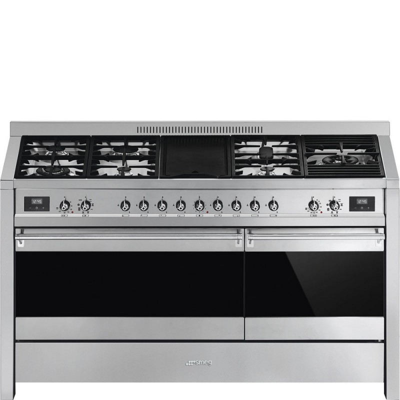 A5-81 Cuisine Smeg S A5-81 avec four double chaleur et plaque de cuisson à gaz finition inox 150x60 cm