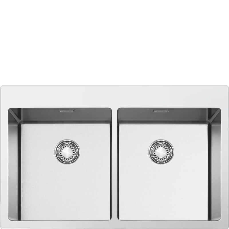 VR12S4040RS Smeg S Lavello due vasche VR12S4040RS finitura acciaio inox da 85x51 cm - Filotop/Flat - PROMOZIONE ATTIVA FINO AL 11/10