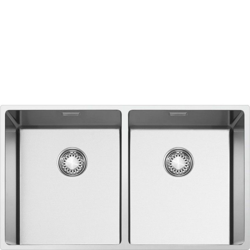 VR12S3434 Smeg Two-bowl sink VR12S3434 stainless steel finish 74x44 cm - Filotop / Flat / Undermount