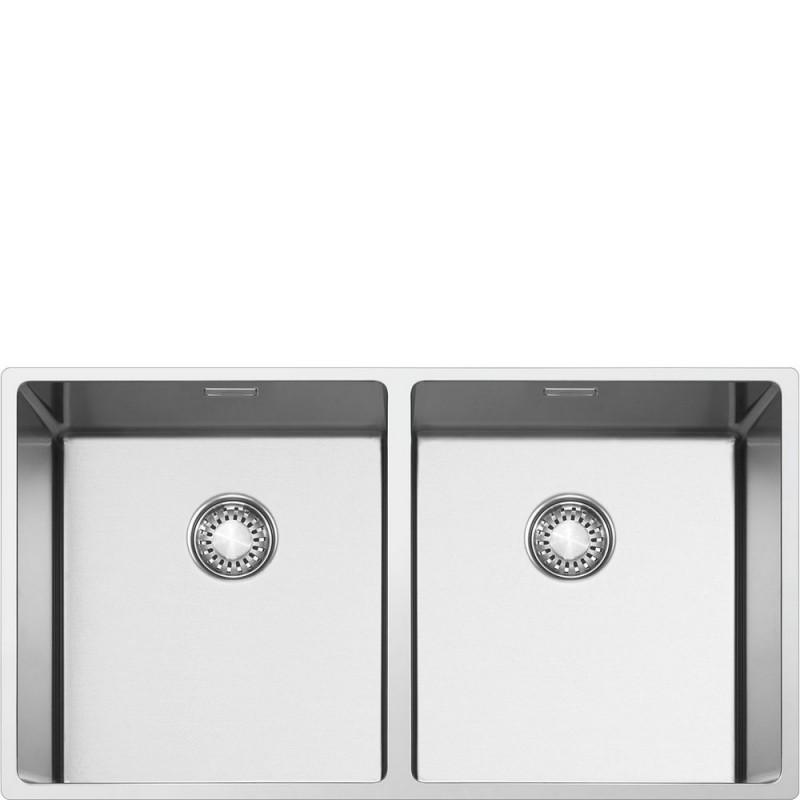 VR12S4040 PRONTA CONSEGNA - Smeg S Lavello due vasche VR12S4040 finitura acciaio inox da 84x44 cm - Filotop/Flat/Sottotop